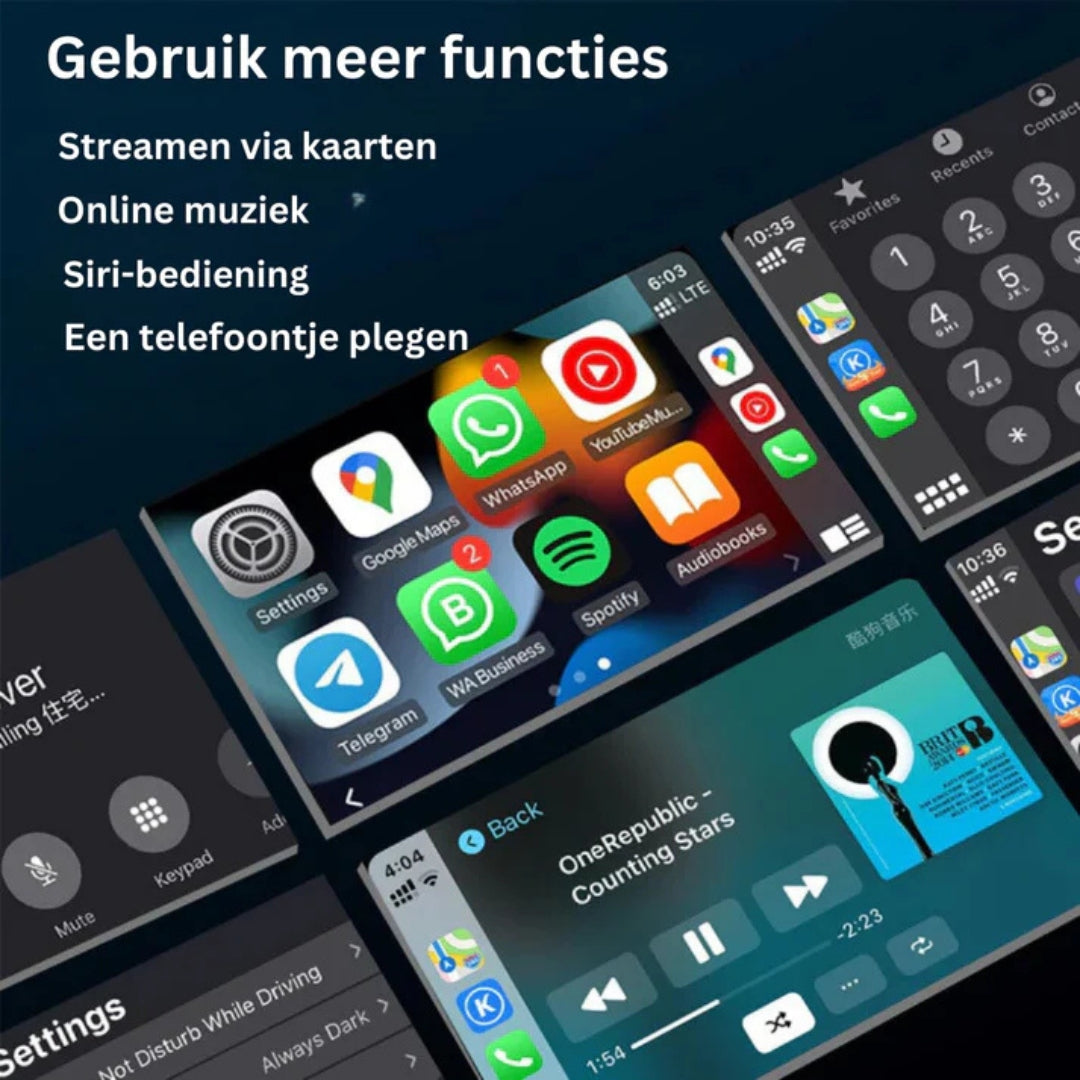 AutoLink | Trådlös Apple CarPlay & Android Auto | USB & USB-C