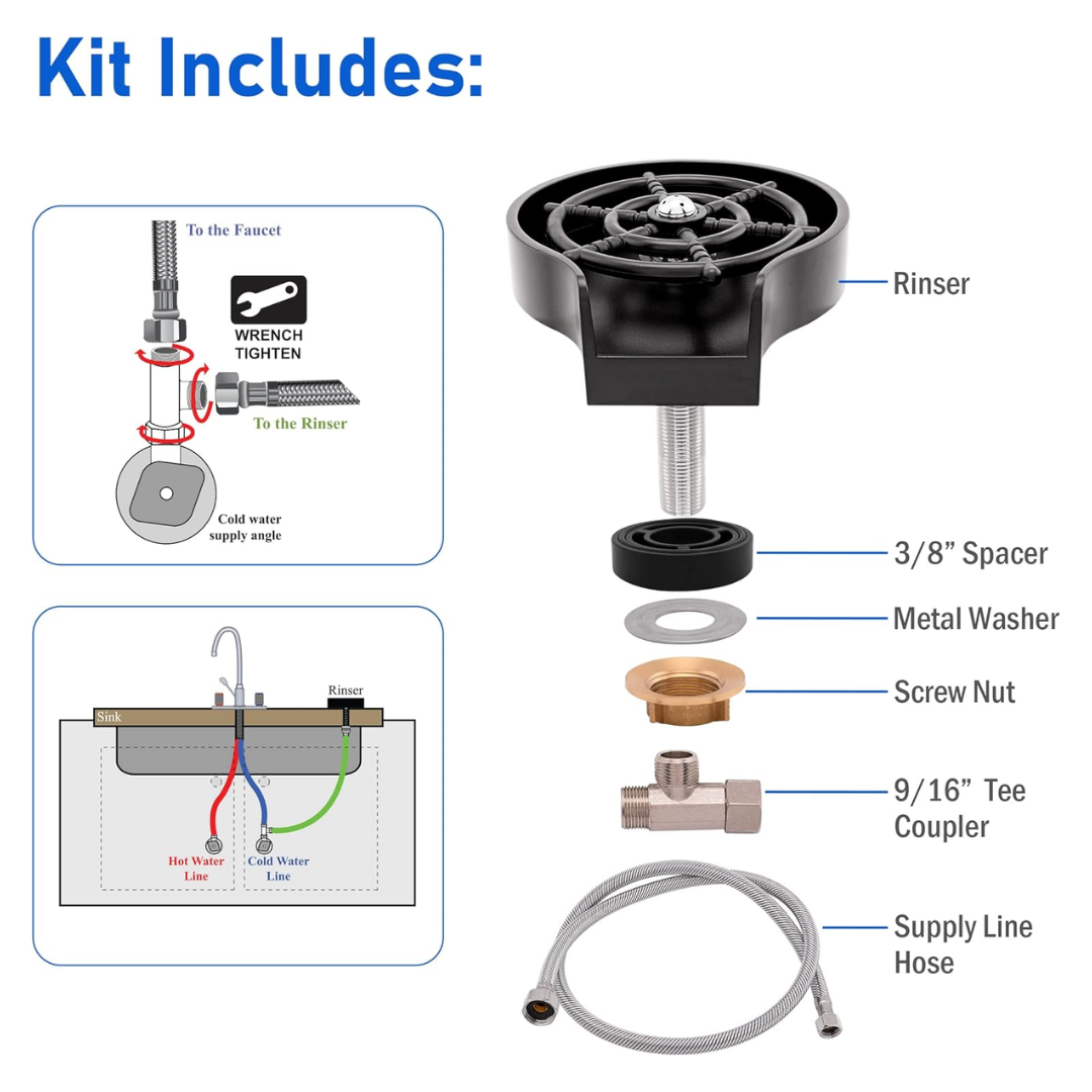 StreamClean Diskbänk Glasrensare | Enkel Glasrengöringsstation för Kök