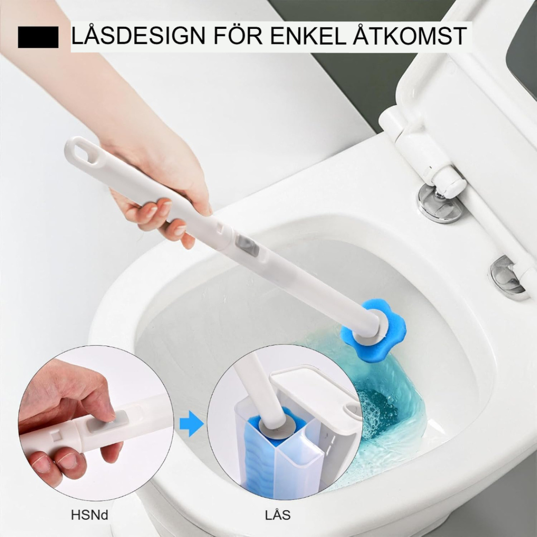 FlushAway Engångs Toalettrengöringskit | 18-delars Borstpåfyllnings- och Hållarset för Badrum