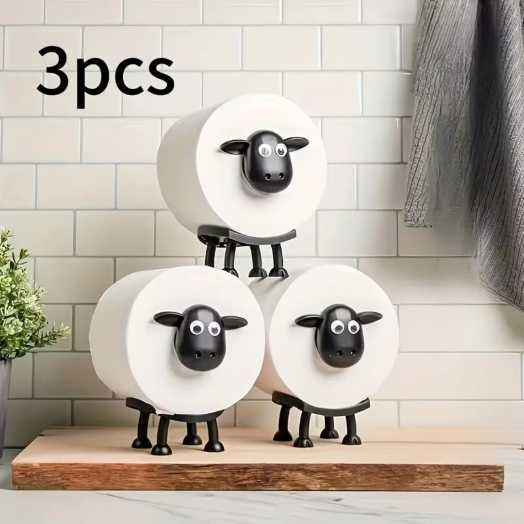 BaaBaa | Söt och rolig fårformad toalettrullehållare för badrumsdekor (1 köp för set om 3)