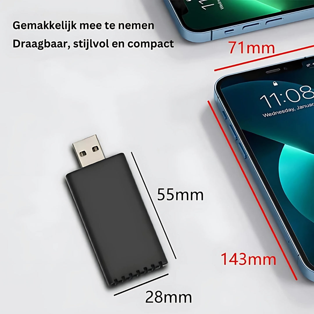 AutoLink | Trådlös Apple CarPlay & Android Auto | USB & USB-C