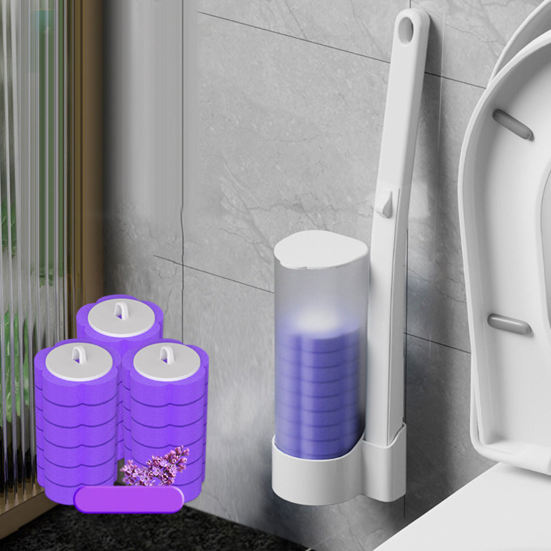 FlushAway Engångs Toalettrengöringskit | 18-delars Borstpåfyllnings- och Hållarset för Badrum