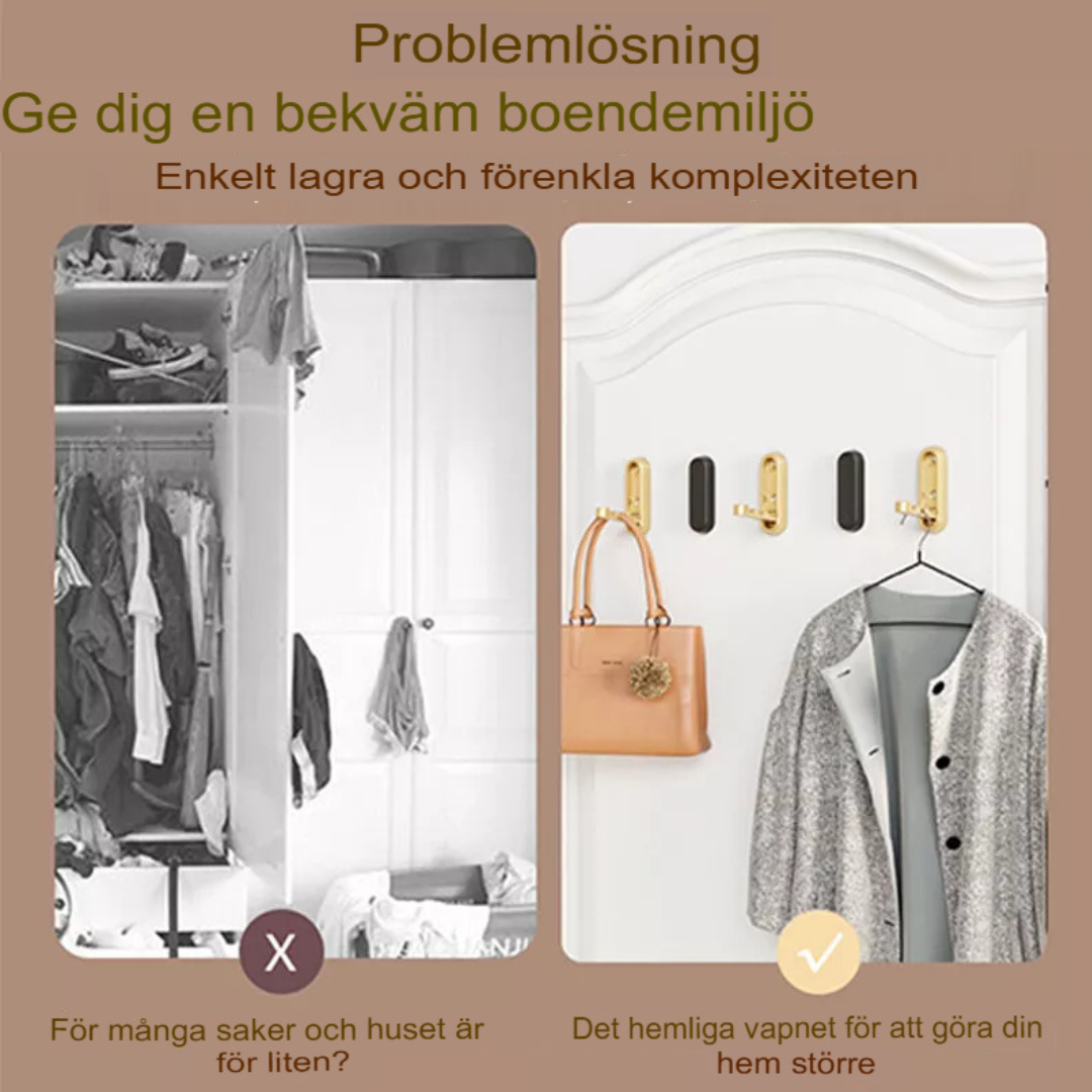 LuxeFold Väggkrokar | Platssparande, Elegant Design för Moderna Hem