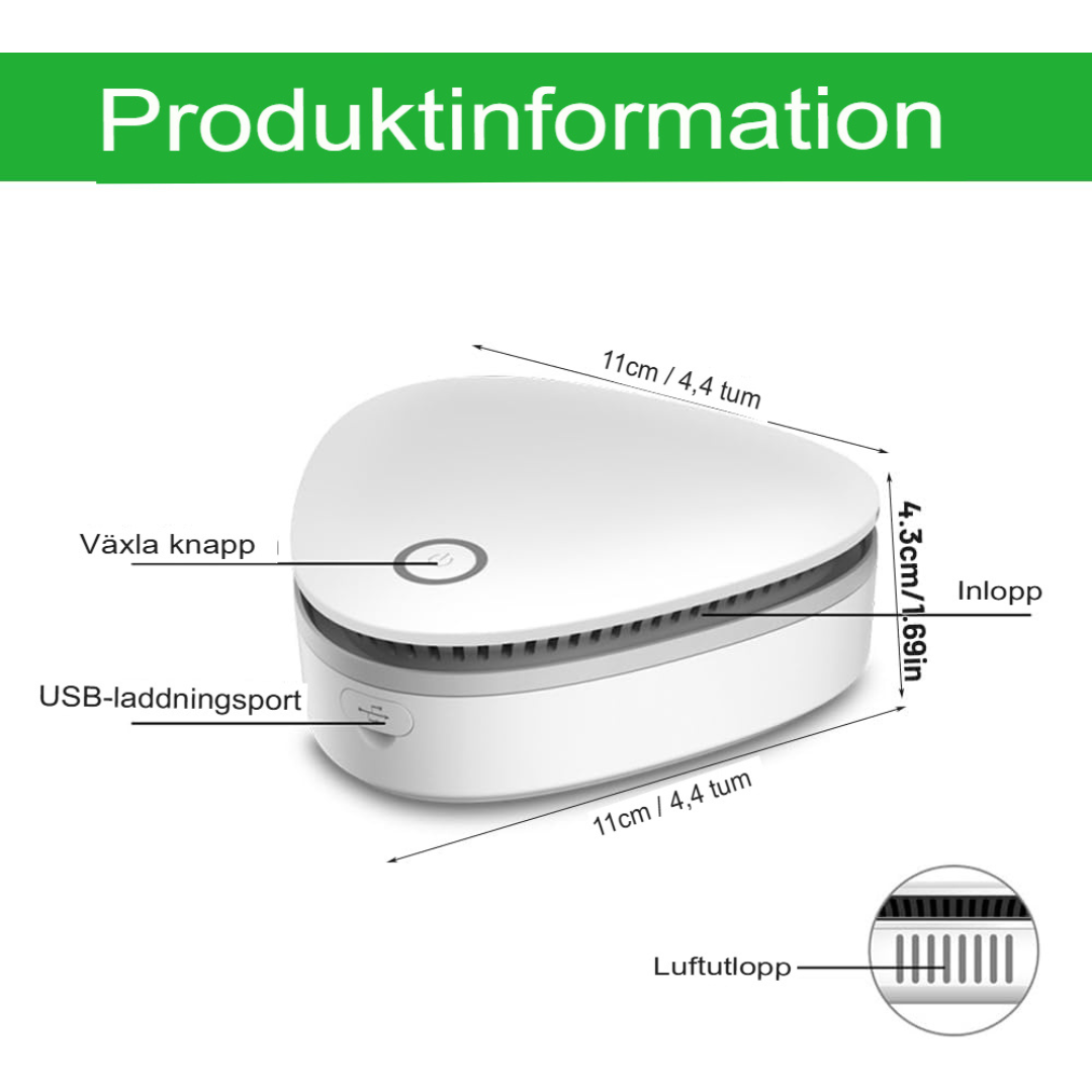 Mini FreshPro Luktborttagare | Ultimat Renare för Hem, Bil och Mer