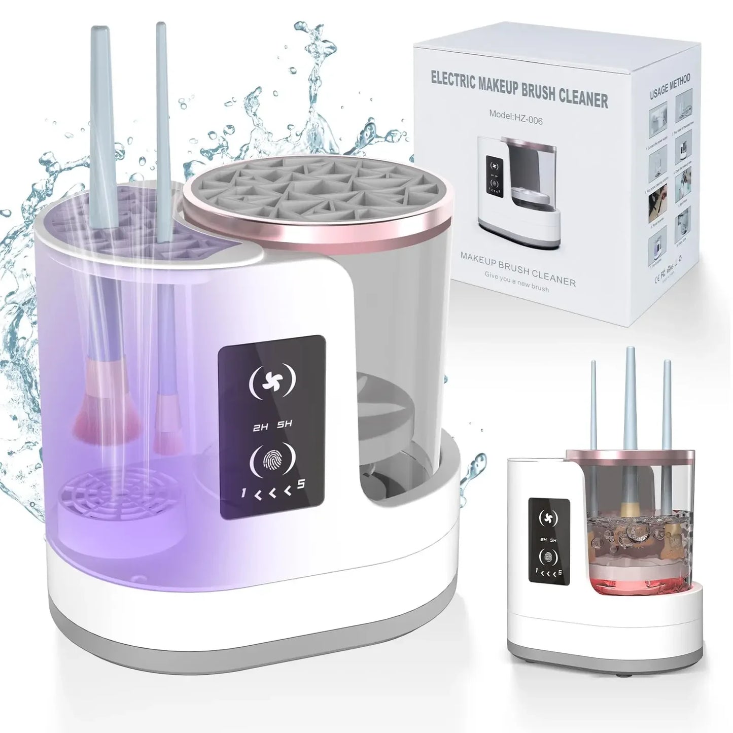 Elektrische make-upborstelreiniger Machine met make-upborstel Droger-houder-draagbare USB-cosmetische penselen Sneldrogend gereedschap Schonere wasmachine