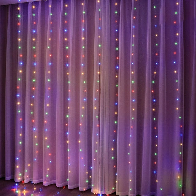 Elegant LED Julgardin - Med Timer, 8 Ljuslägen och Fjärrkontroll