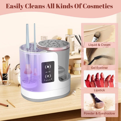Elektrische make-upborstelreiniger Machine met make-upborstel Droger-houder-draagbare USB-cosmetische penselen Sneldrogend gereedschap Schonere wasmachine