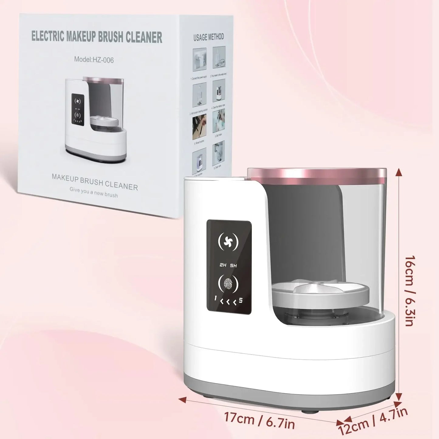 Elektrische make-upborstelreiniger Machine met make-upborstel Droger-houder-draagbare USB-cosmetische penselen Sneldrogend gereedschap Schonere wasmachine