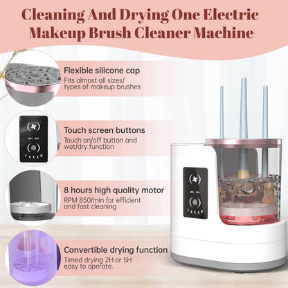 Elektrische make-upborstelreiniger Machine met make-upborstel Droger-houder-draagbare USB-cosmetische penselen Sneldrogend gereedschap Schonere wasmachine