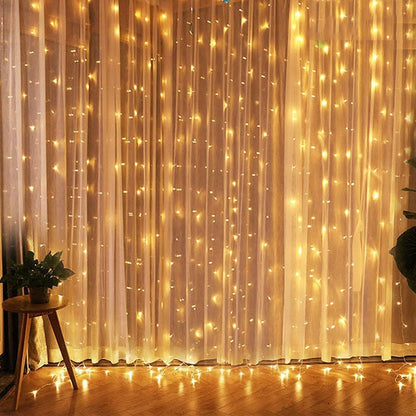 Elegant LED Julgardin - Med Timer, 8 Ljuslägen och Fjärrkontroll